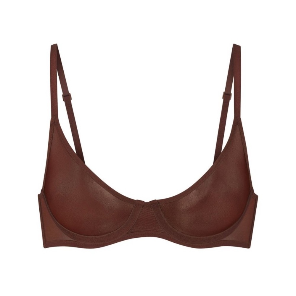 SKIMS Ultra Fine Mesh Underwire Scoop Bra in Mohogany 46D NWT - Picture 9 of 9